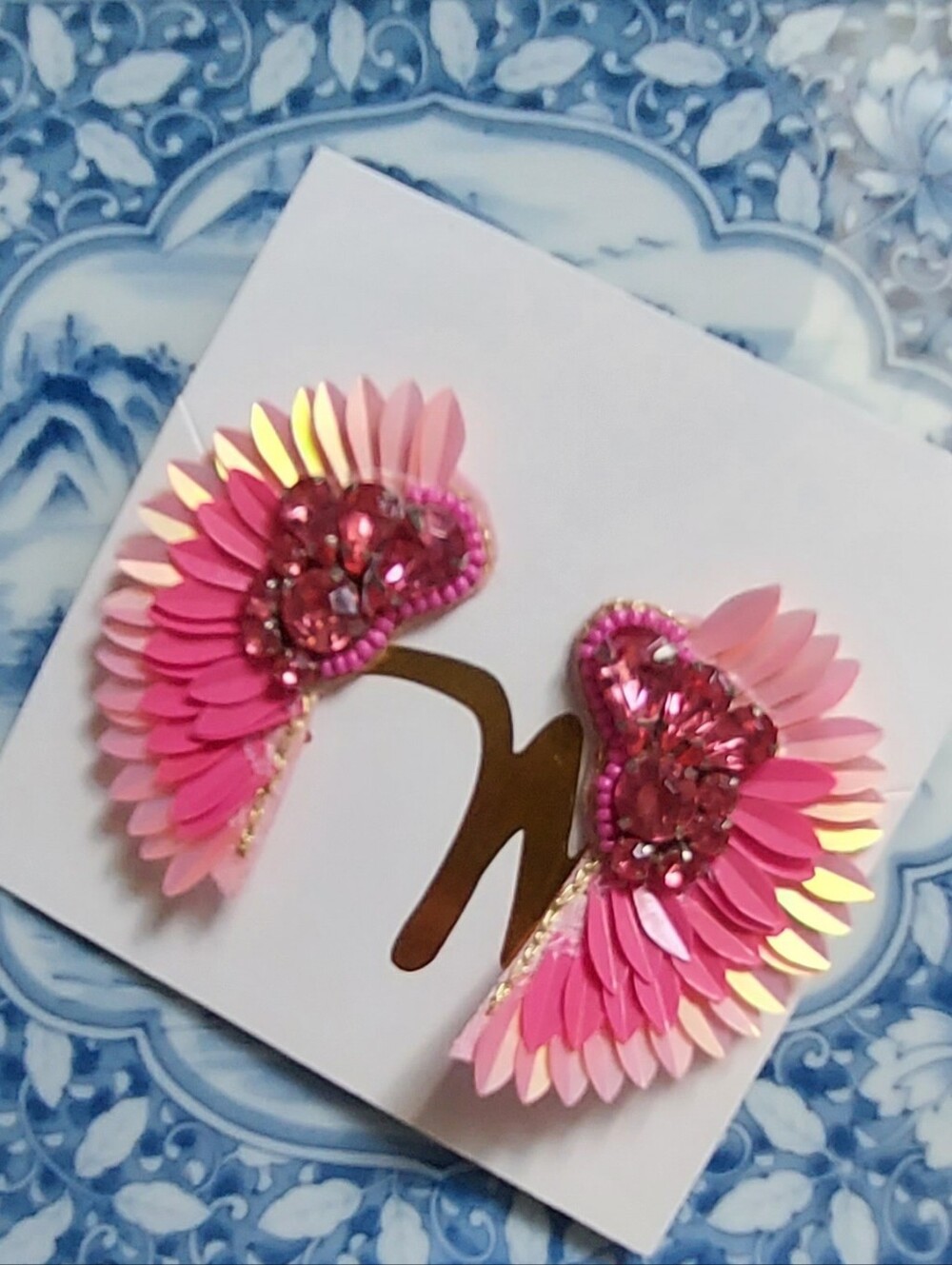 Pink Jeweled Angel Kisses Earrings - NWT